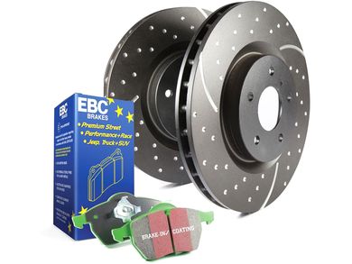 NEW EBC 256mm FRONT TURBO GROOVE GD DISCS AND GREENSTUFF PADS KIT KIT7160