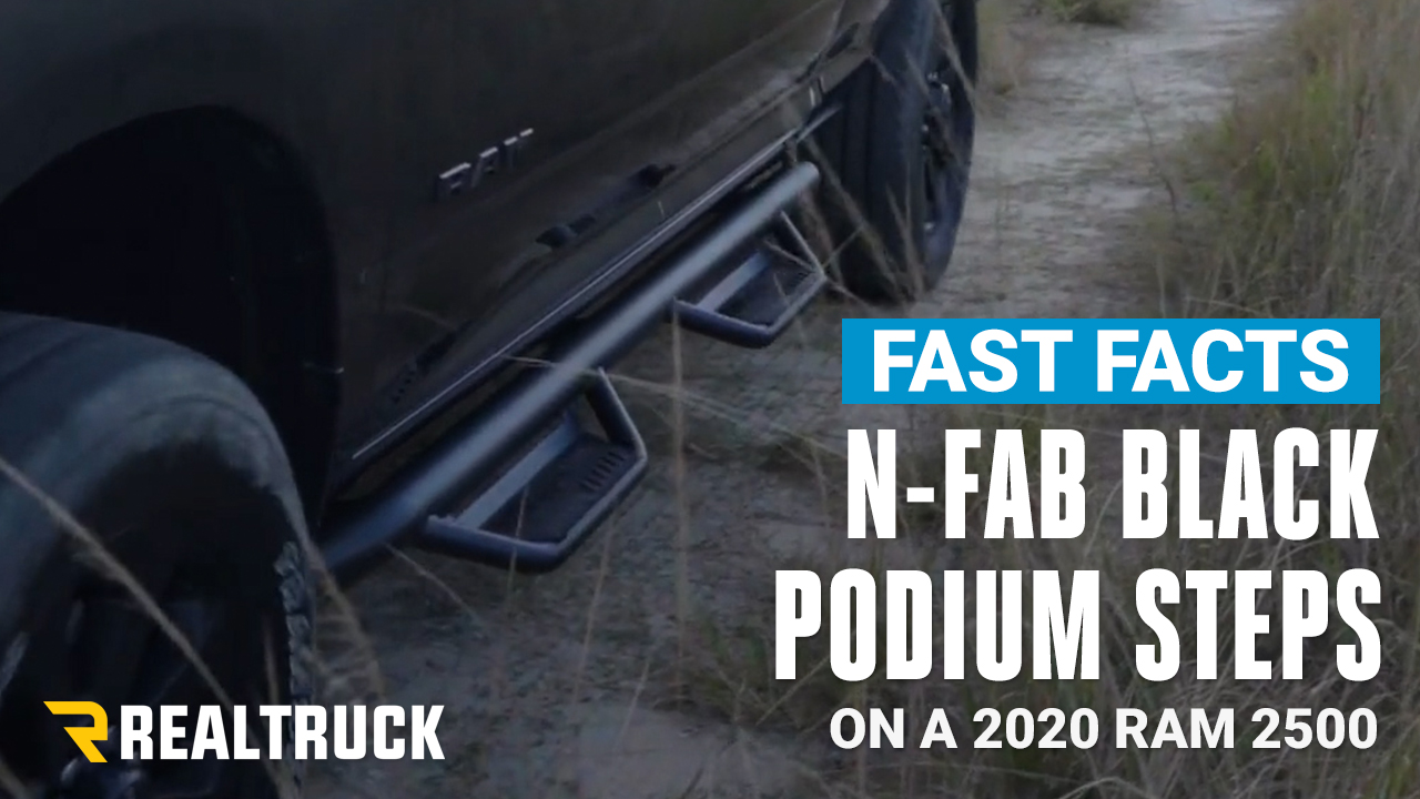 N-Fab Textured Black Cab Length Podium Steps Fast Facts on a2020 Ram 2500  Crew Cab